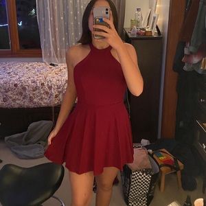 Wine Red Open Back Dress